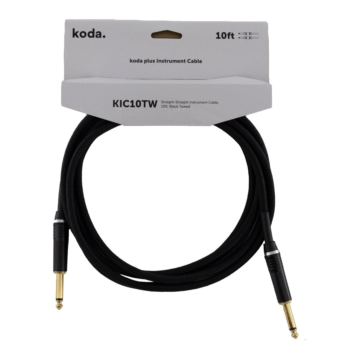 Dây Cáp Guitar koda plus KIC Instrument Cable – 3m (10ft), Thẳng - Thẳng, Black Tweed