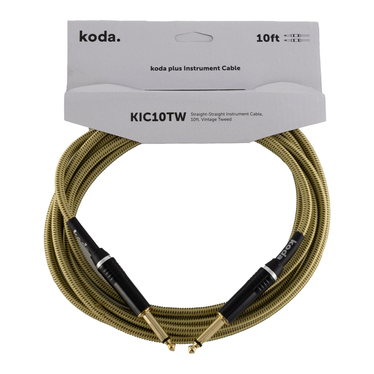 Dây Cáp Guitar koda plus KIC Instrument Cable – 3m (10ft), Thẳng - Thẳng, Vintage Tweed