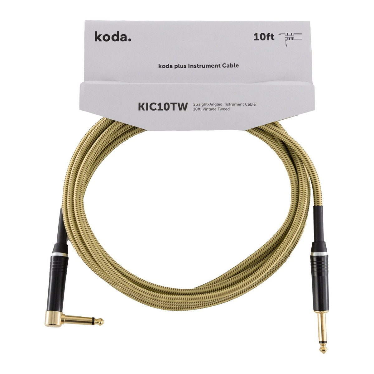 Dây Cáp Guitar koda plus KIC Instrument Cable – 3m (10ft), Thẳng - Vuông, Vintage Tweed