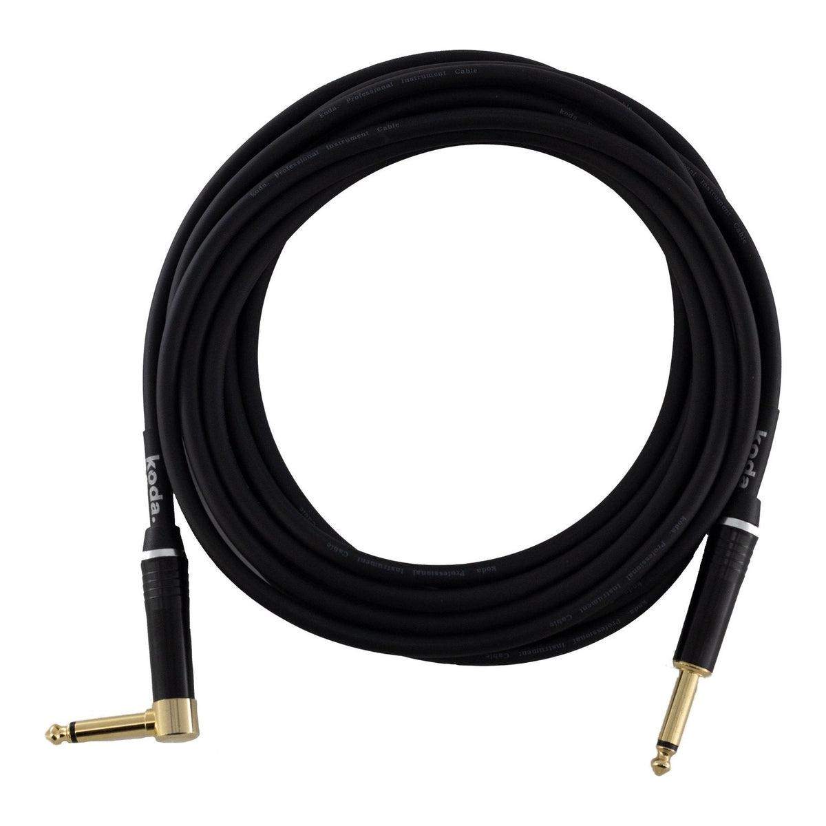 Dây Cáp Guitar koda plus KIC Instrument Cable – 4,6m (15ft), Thẳng - Vuông, Black
