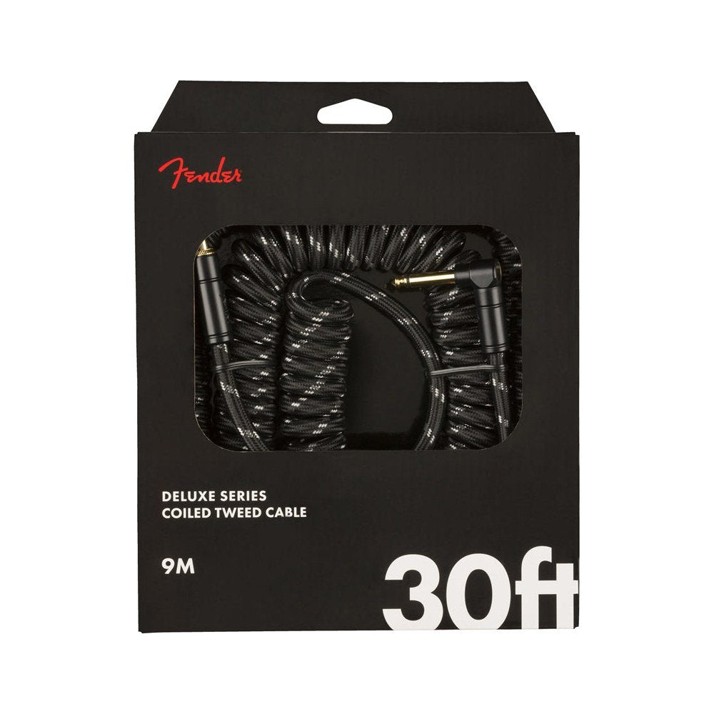 Dây Cáp Guitar Xoắn Fender Deluxe Series Tweed Coil Cable 30ft – Black Tweed