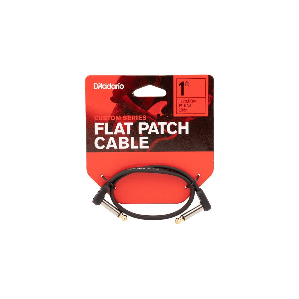 Dây Cáp Patch Pedal D'Addario Flat Patch Cable PW-FPRR – 30cm (1ft), Vuông dẹt - Vuông dẹt