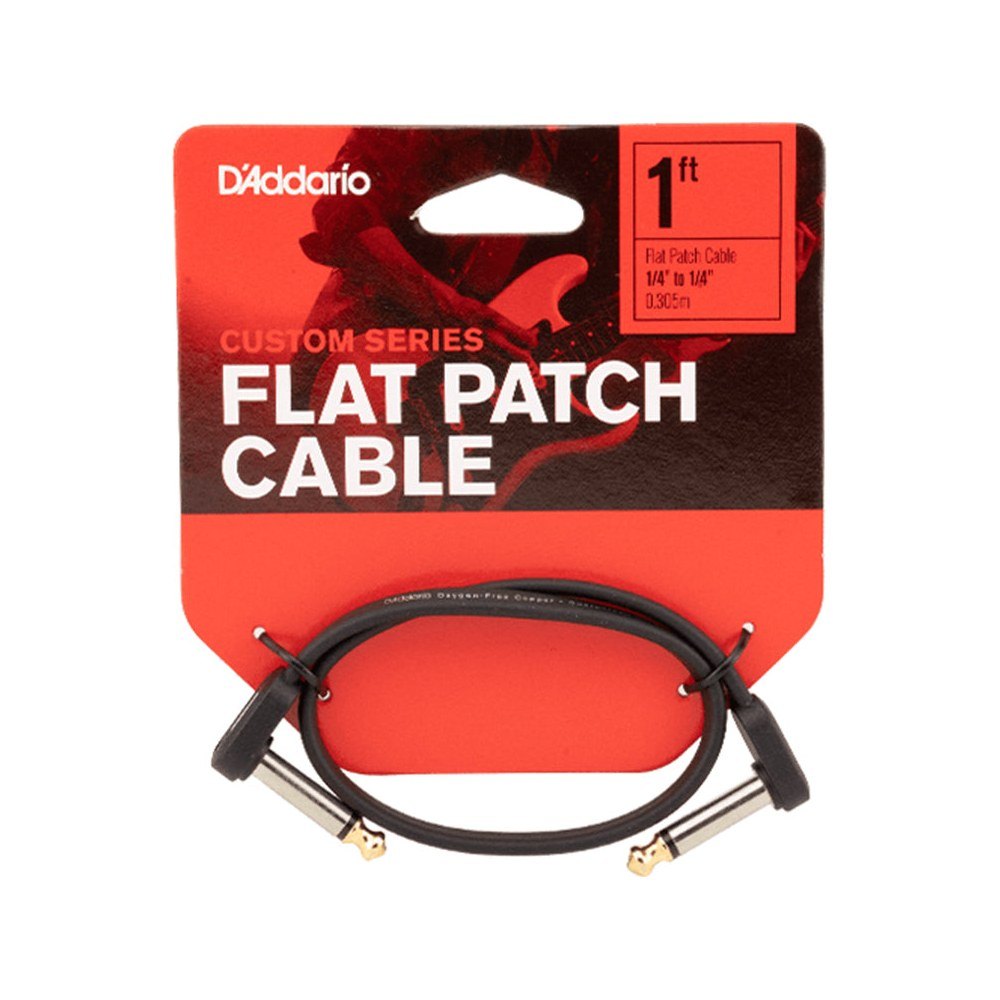 Dây Cáp Patch Pedal D'Addario Flat Patch Cable PW-FPRR – 30cm (1ft), Vuông dẹt - Vuông dẹt