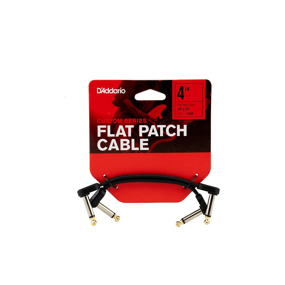 Dây Cáp Patch Pedal D'Addario Flat Patch Cable PW-FPRR – 10cm (4 inch) – Bộ 2 sợi, Vuông dẹt - Vuông dẹt