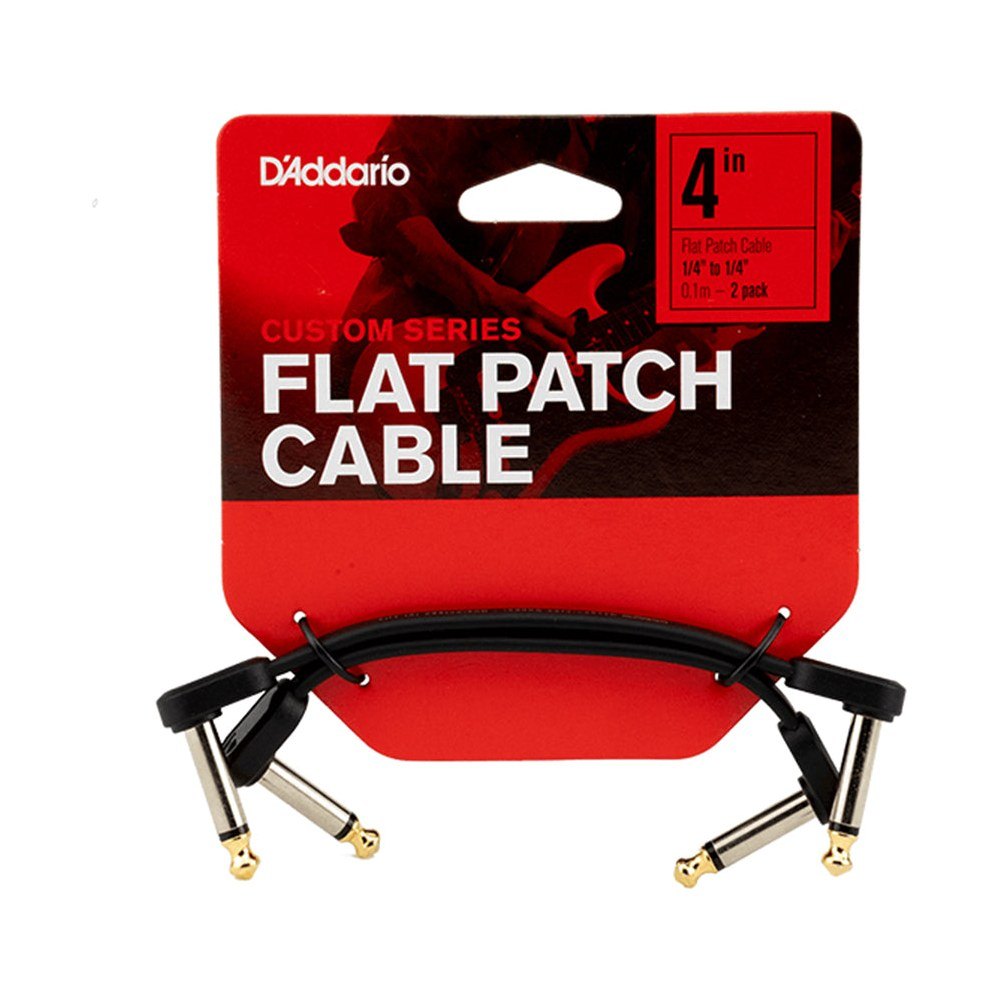 Dây Cáp Patch Pedal D'Addario Flat Patch Cable PW-FPRR – 10cm (4 inch) – Bộ 2 sợi, Vuông dẹt - Vuông dẹt