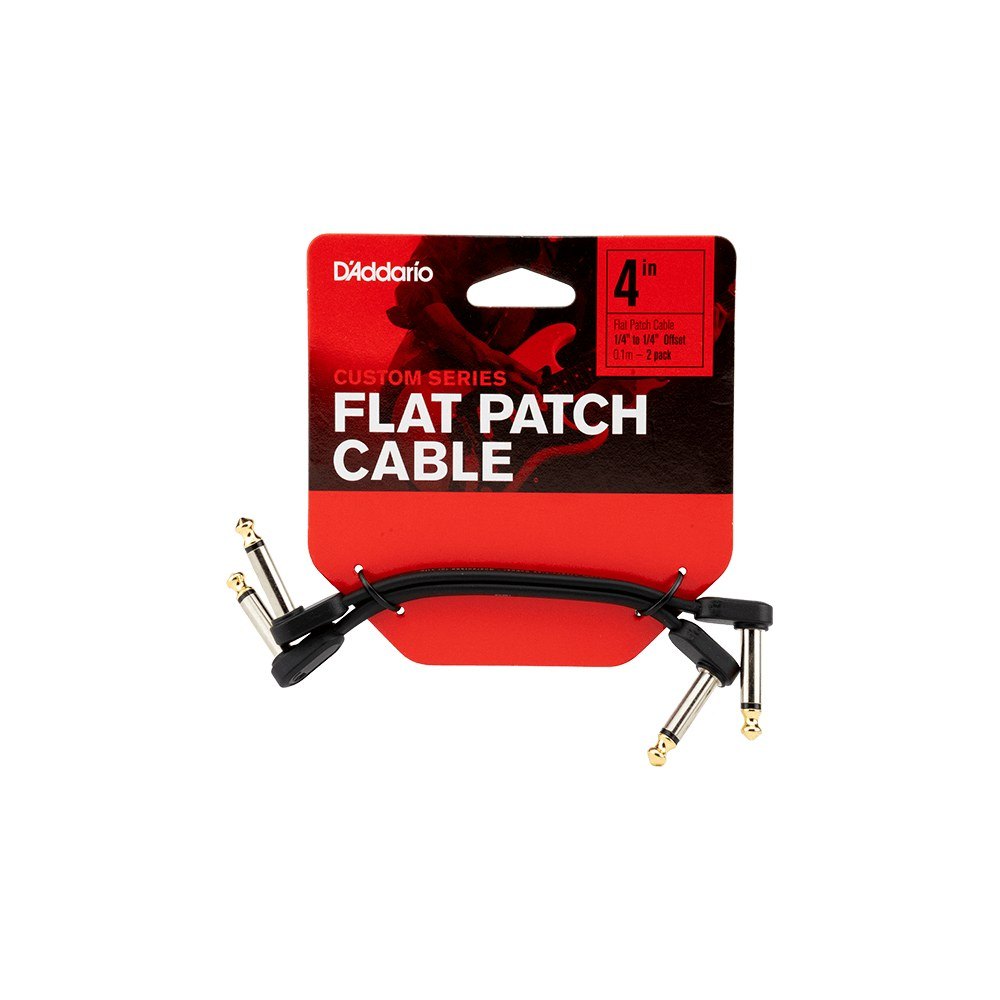 Dây Cáp Patch Pedal D'Addario Flat Patch Cable PW-FPRR – 10cm (4 inch) – Bộ 2 sợi, Vuông dẹt - Vuông dẹt lệch (offset)