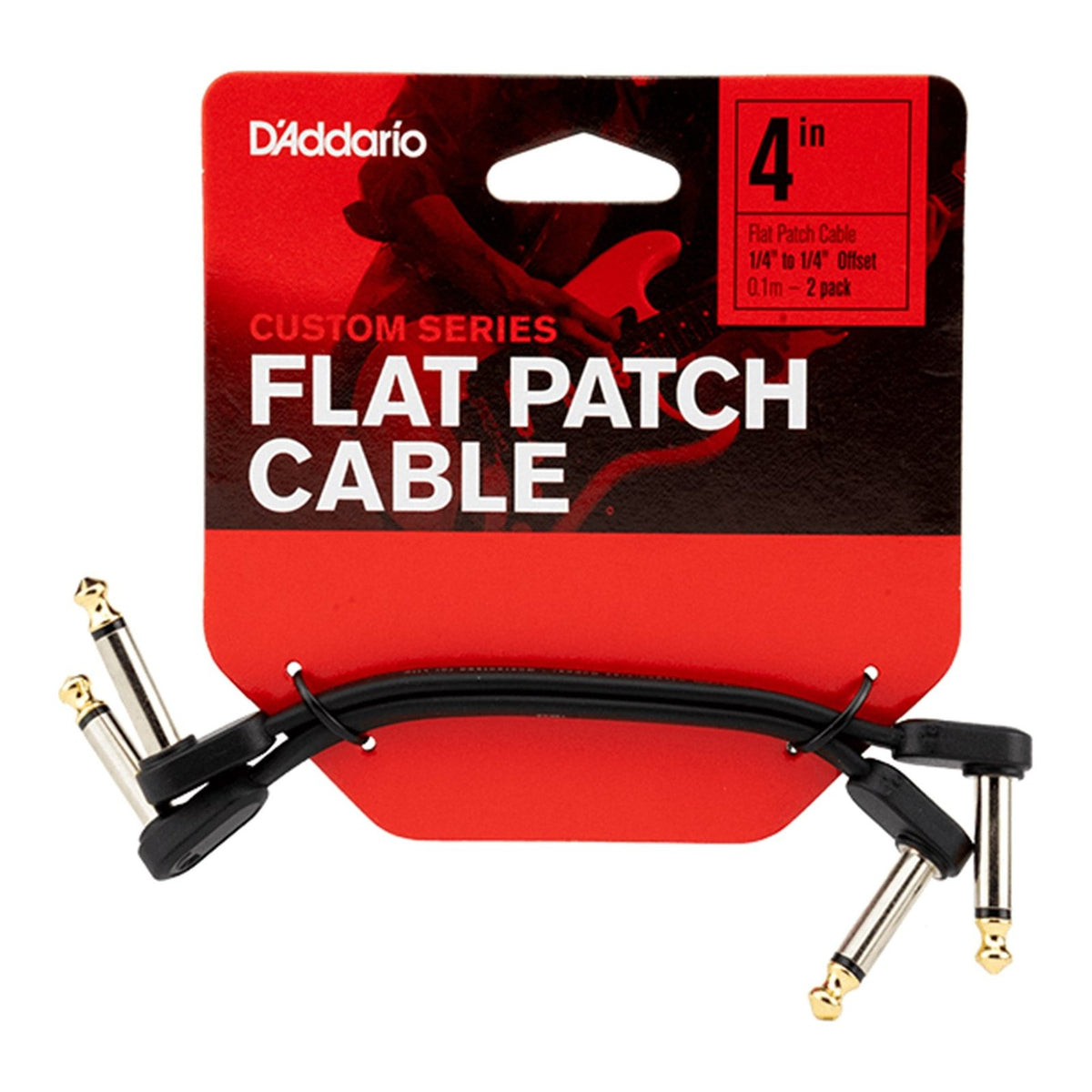 Dây Cáp Patch Pedal D'Addario Flat Patch Cable PW-FPRR – 10cm (4 inch) – Bộ 2 sợi, Vuông dẹt - Vuông dẹt lệch (offset)