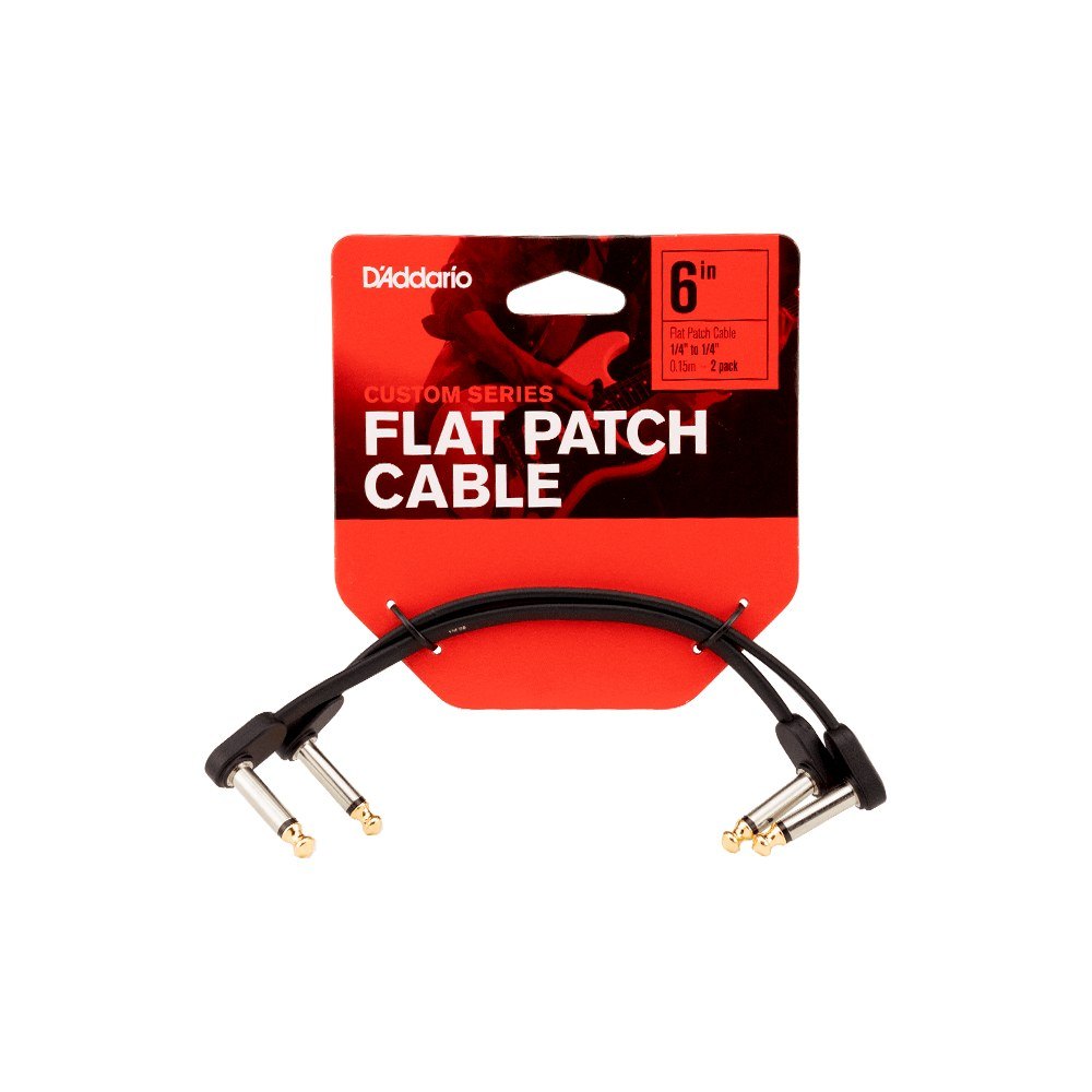 Dây Cáp Patch Pedal D'Addario Flat Patch Cable PW-FPRR – 15cm (6 inch) – Bộ 2 sợi, Vuông dẹt - Vuông dẹt
