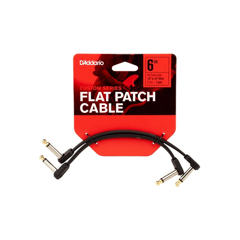 Dây Cáp Patch Pedal D'Addario Flat Patch Cable PW-FPRR – 15cm (6 inch) – Bộ 2 sợi, Vuông dẹt - Vuông dẹt lệch (offset)