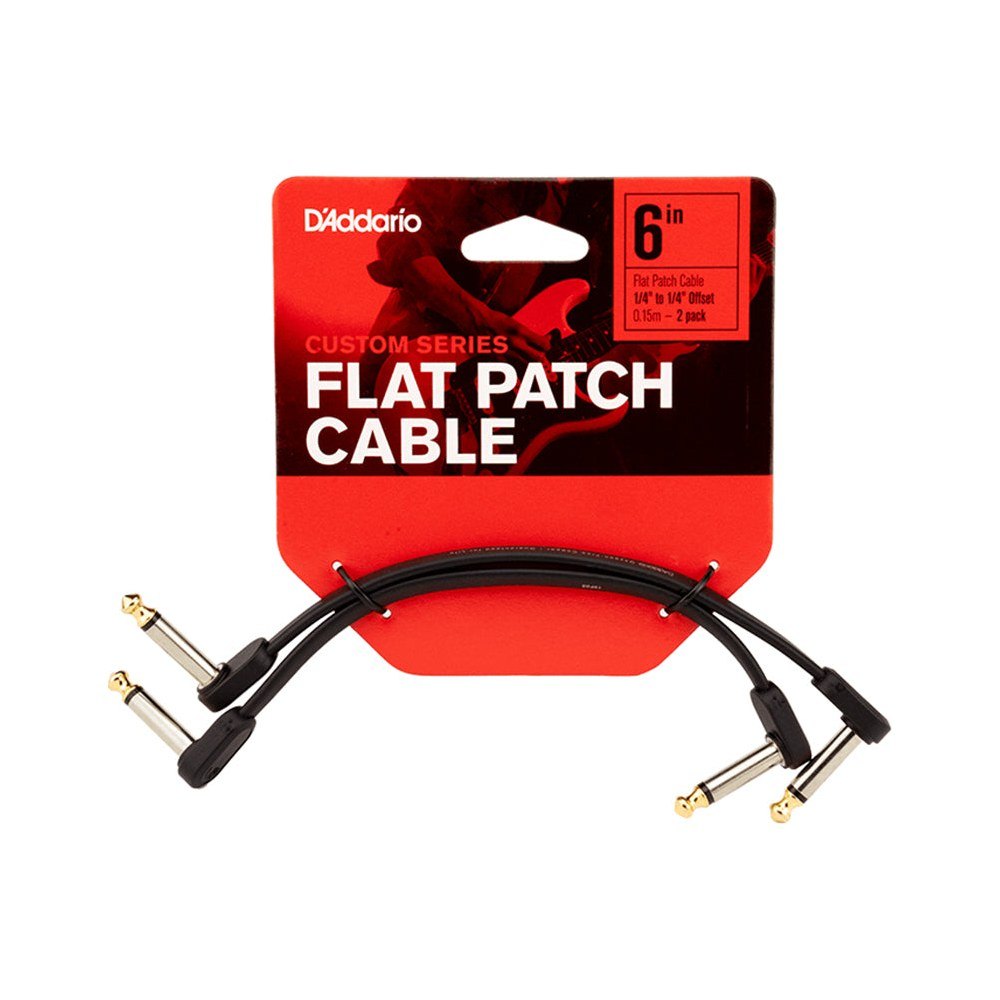 Dây Cáp Patch Pedal D'Addario Flat Patch Cable PW-FPRR – 15cm (6 inch) – Bộ 2 sợi, Vuông dẹt - Vuông dẹt lệch (offset)