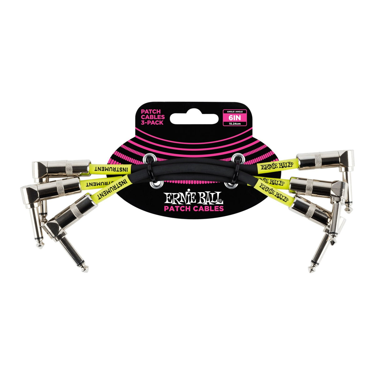 Dây Cáp Patch Pedal Ernie Ball Classic Patch Cable (Bộ 3 Sợi) – 15cm (6 inch), Vuông - Vuông, Black