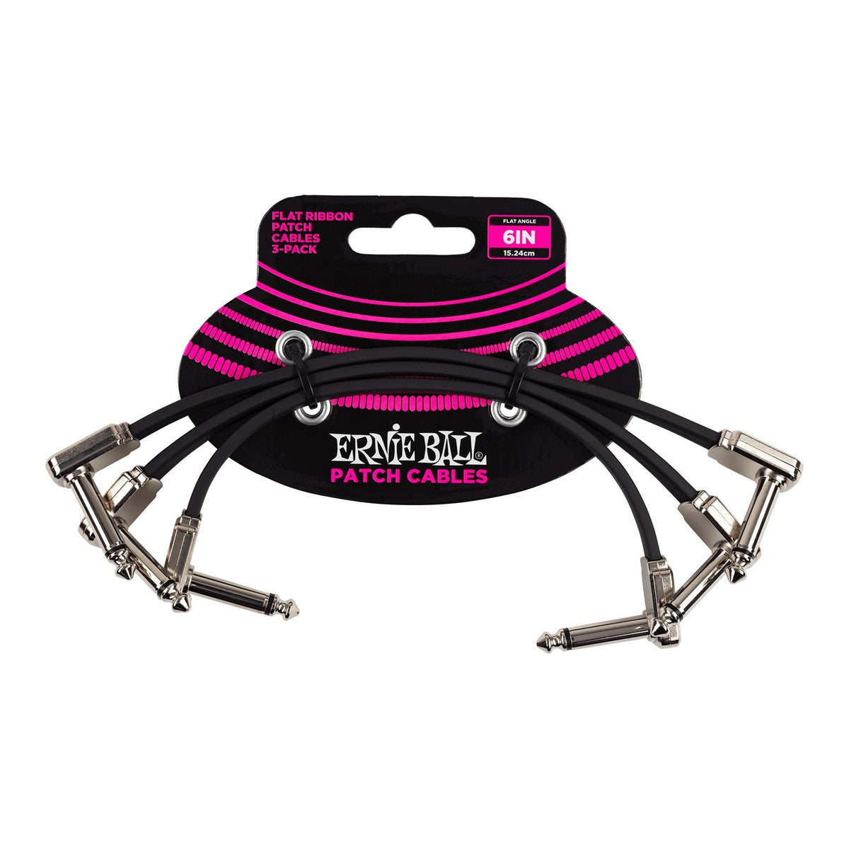 Dây Cáp Patch Pedal Ernie Ball Flat Ribbon Patch Cable – 15cm (6 inch) – Bộ 3 sợi, Black