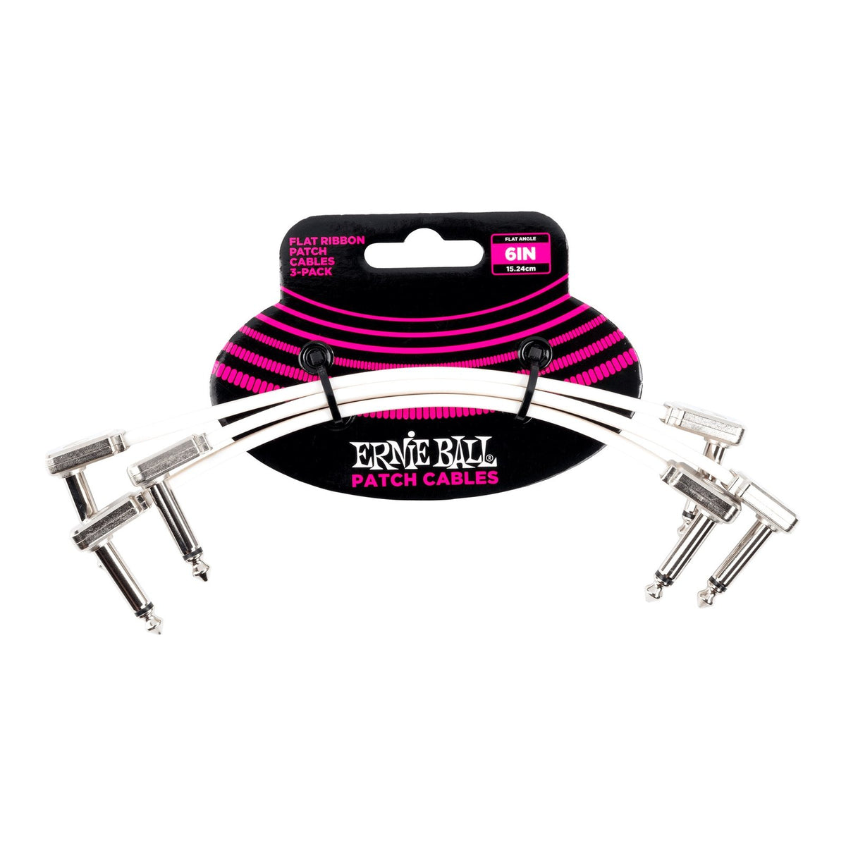 Dây Cáp Patch Pedal Ernie Ball Flat Ribbon Patch Cable – 15cm (6 inch) – Bộ 3 sợi, White