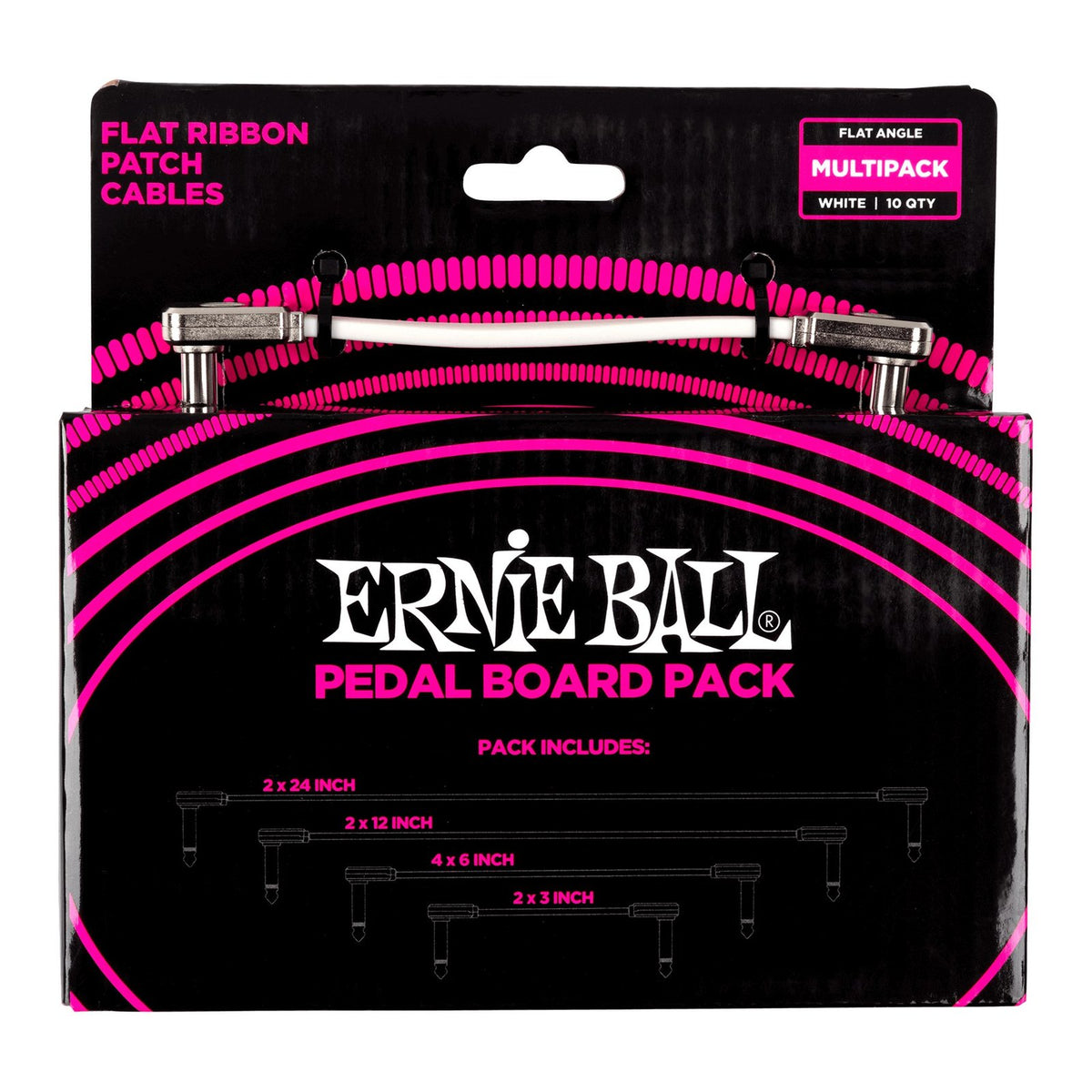 Dây Cáp Patch Pedal Ernie Ball Flat Ribbon Patch Cable – Multi-pack 10 sợi, White