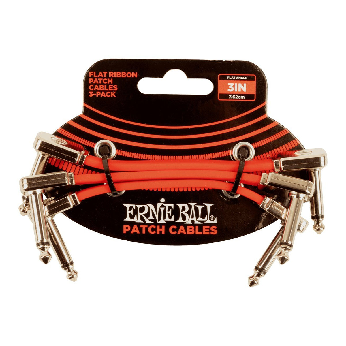 Dây Cáp Patch Pedal Ernie Ball Flat Ribbon Patch Cable – 8cm (3 inch) – Bộ 3 sợi, Red