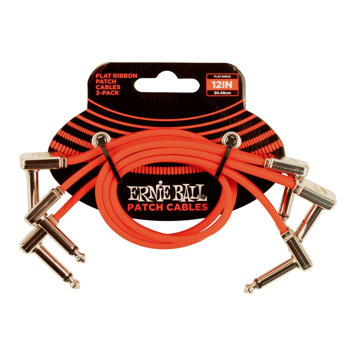 Dây Cáp Patch Pedal Ernie Ball Flat Ribbon Patch Cable – 30cm (12 inch) – Bộ 3 sợi, Red