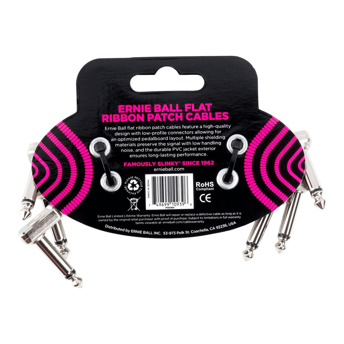 Dây Cáp Patch Pedal Ernie Ball Flat Ribbon Patch Cable – White