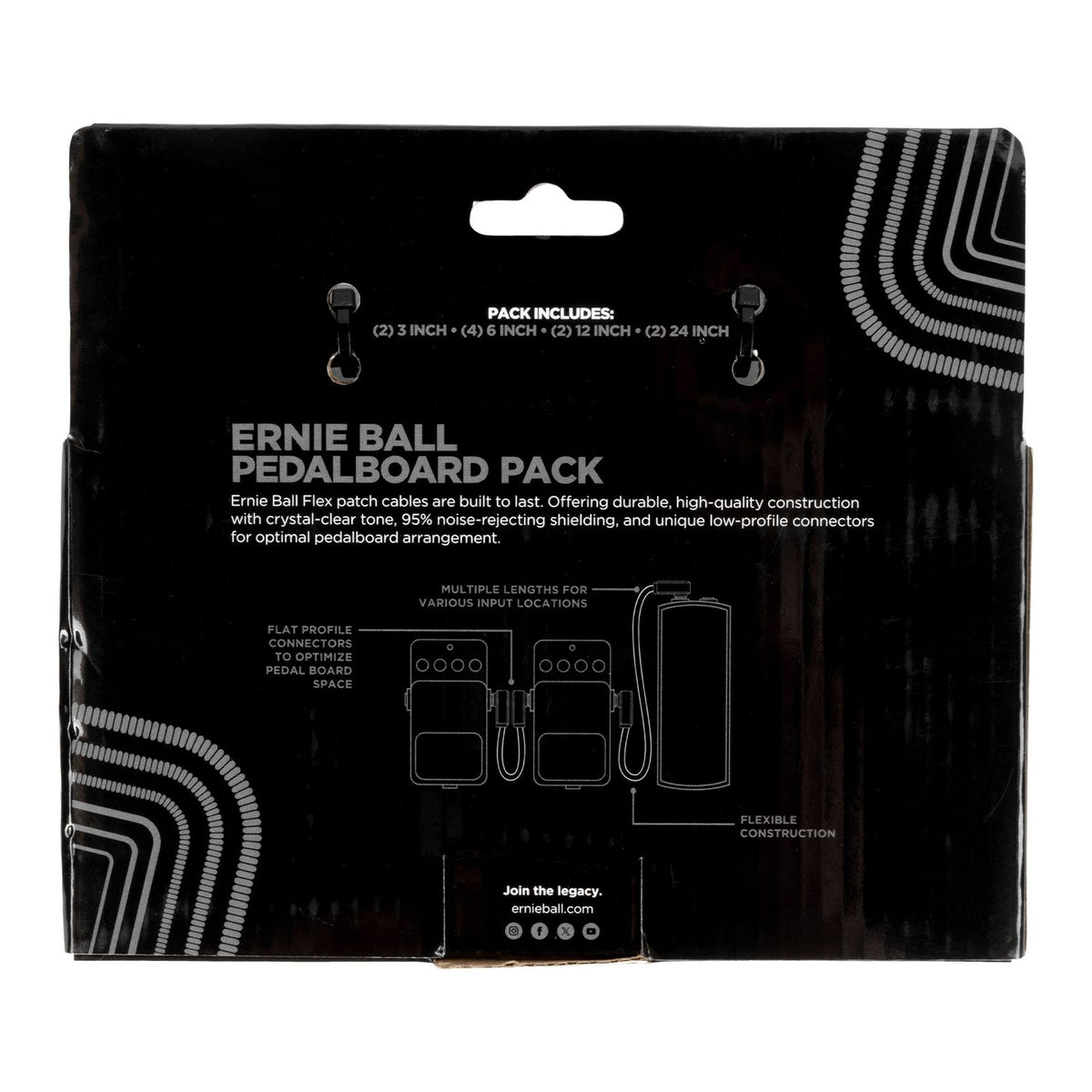 Dây Cáp Patch Pedal Ernie Ball Flex Patch Cable – Multi-pack 10 sợi, Black