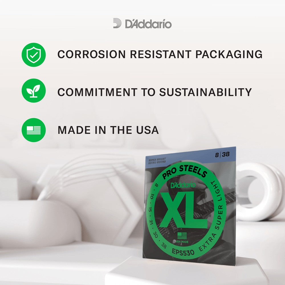 Bộ dây D'Addario EPS530 ProSteels – bao bì chống ăn mòn, sản xuất tại Mỹ