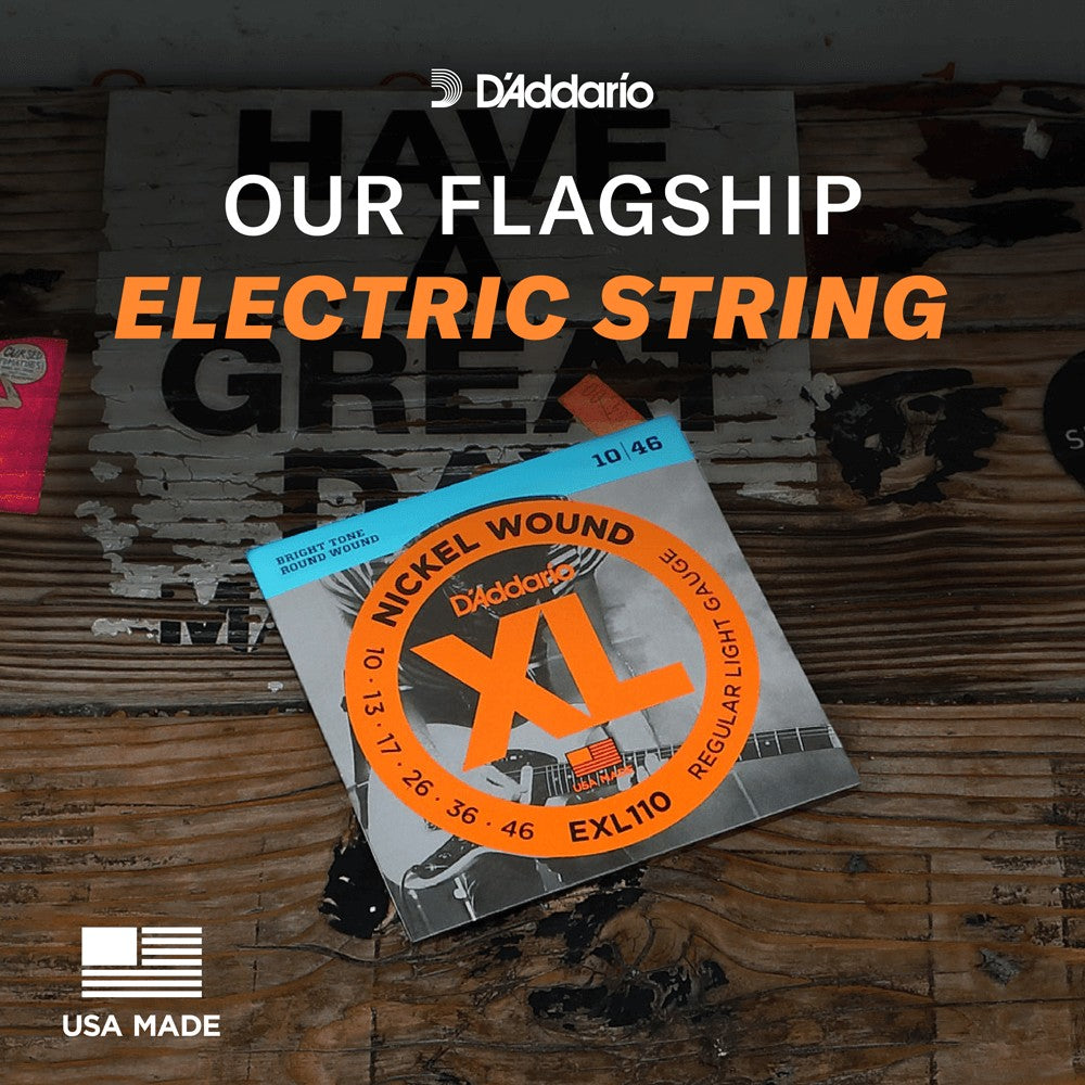 Bộ dây D'Addario EXL110 XL Nickel Wound 10-46 – dòng dây guitar điện chủ lực của D'Addario, sản xuất tại Mỹ