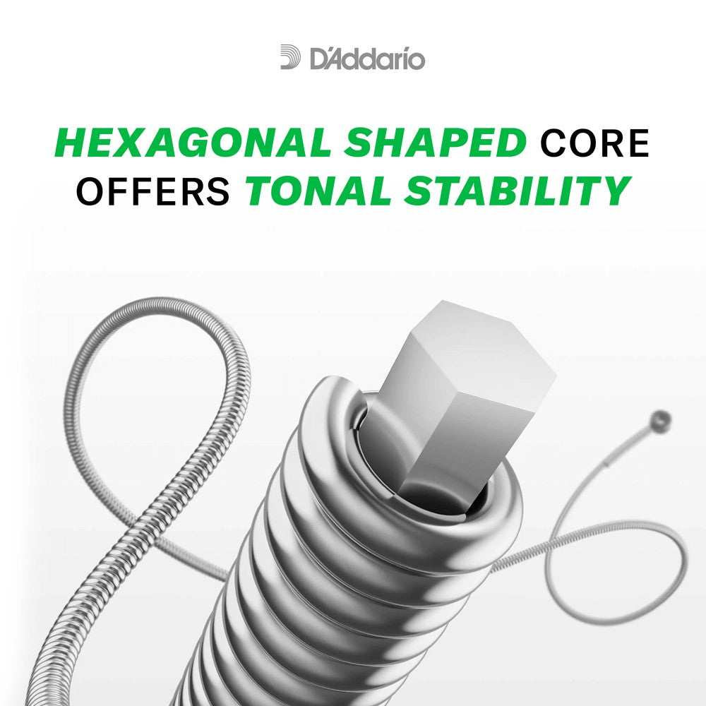 Lõi lục giác của dây D'Addario XL ProSteels giúp âm sắc ổn định