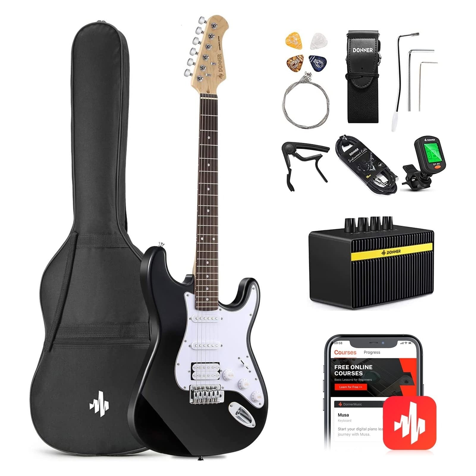 Combo Đàn Guitar Điện Donner DST-100 Black