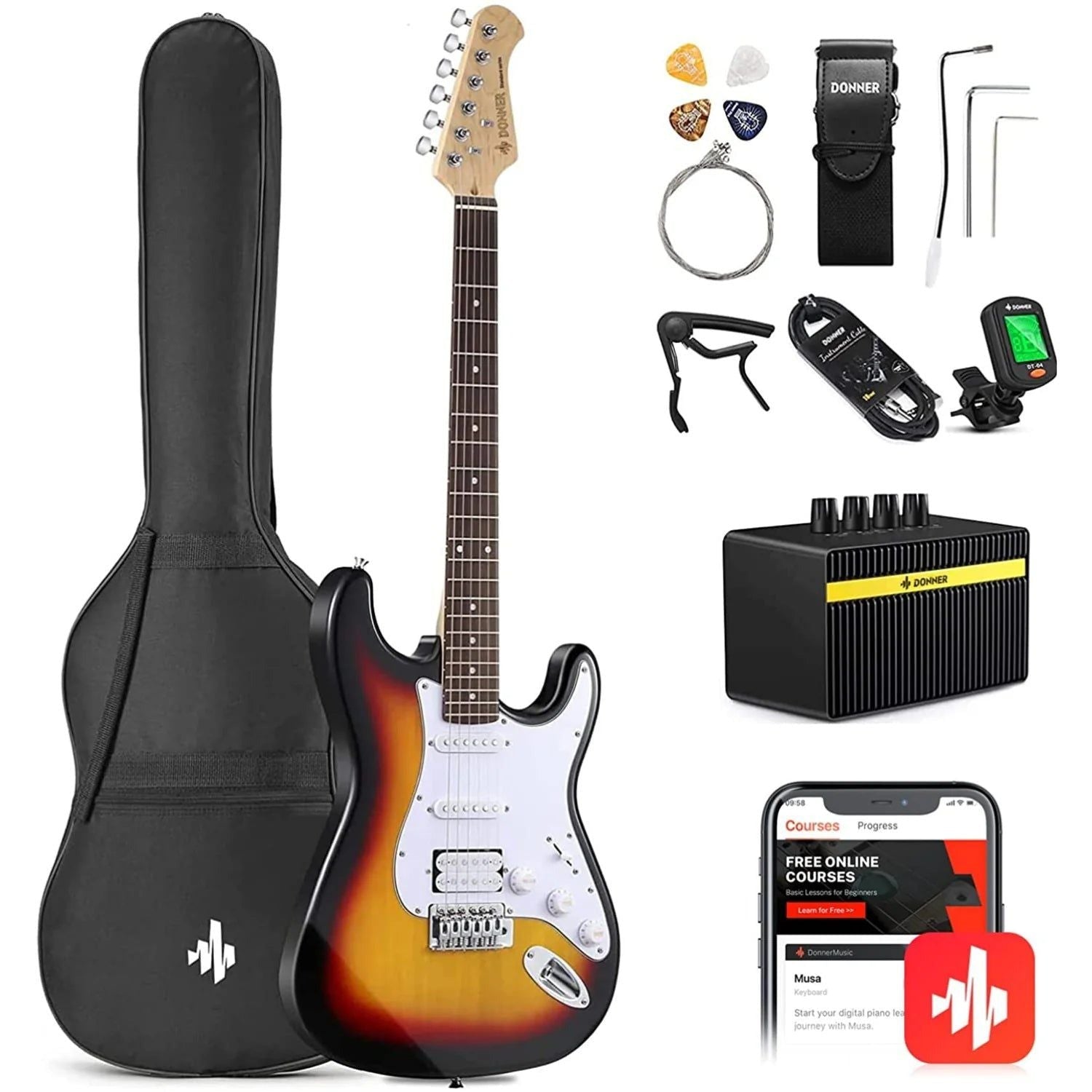 Combo Đàn Guitar Điện Donner DST-100 Suburst