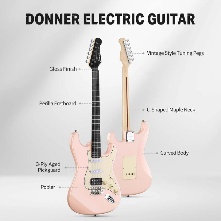 Đàn Guitar Điện Donner DST-200 Pink