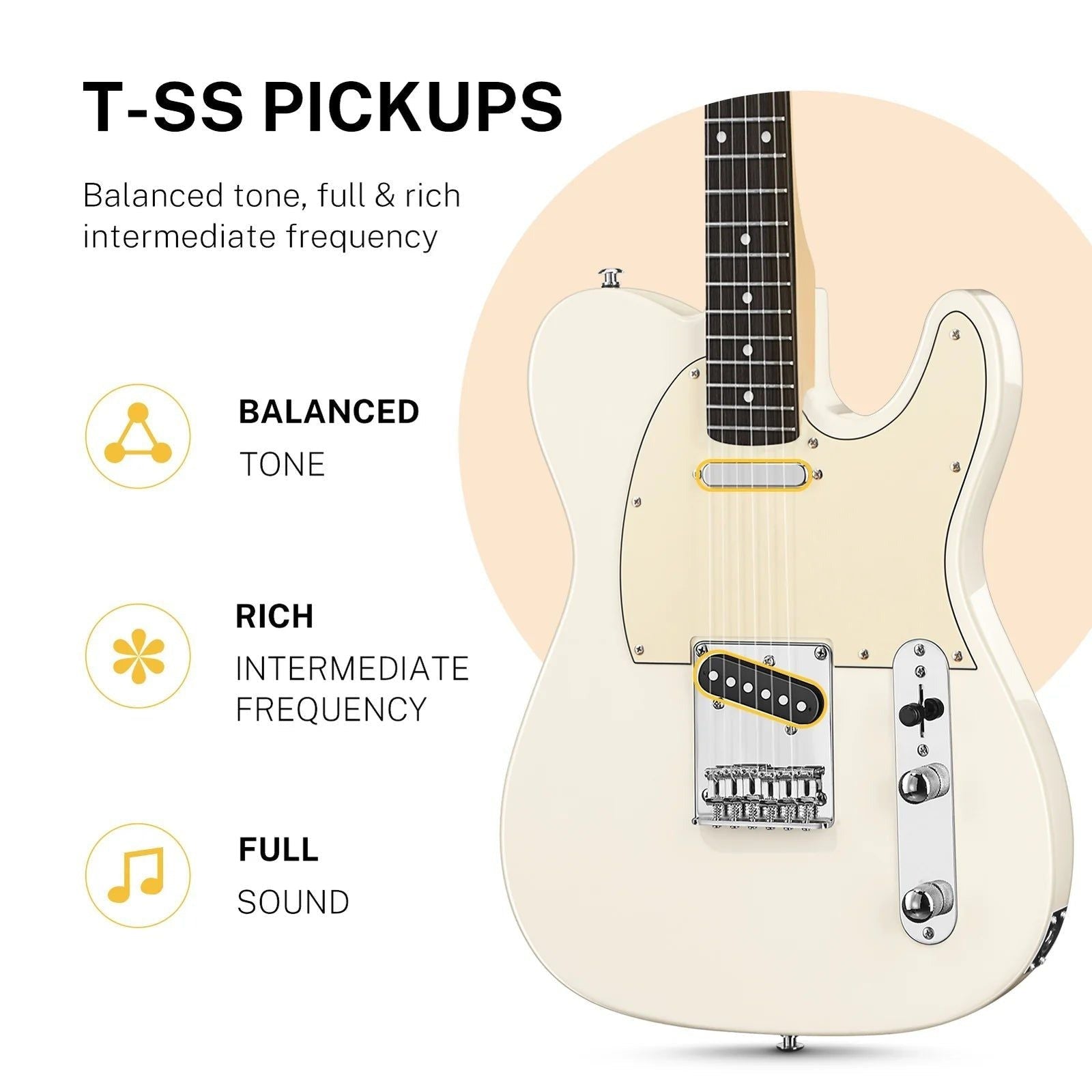 Đàn Guitar Điện Donner DTC-100, Jazz Electric Guitar, TL Thinline F Hole