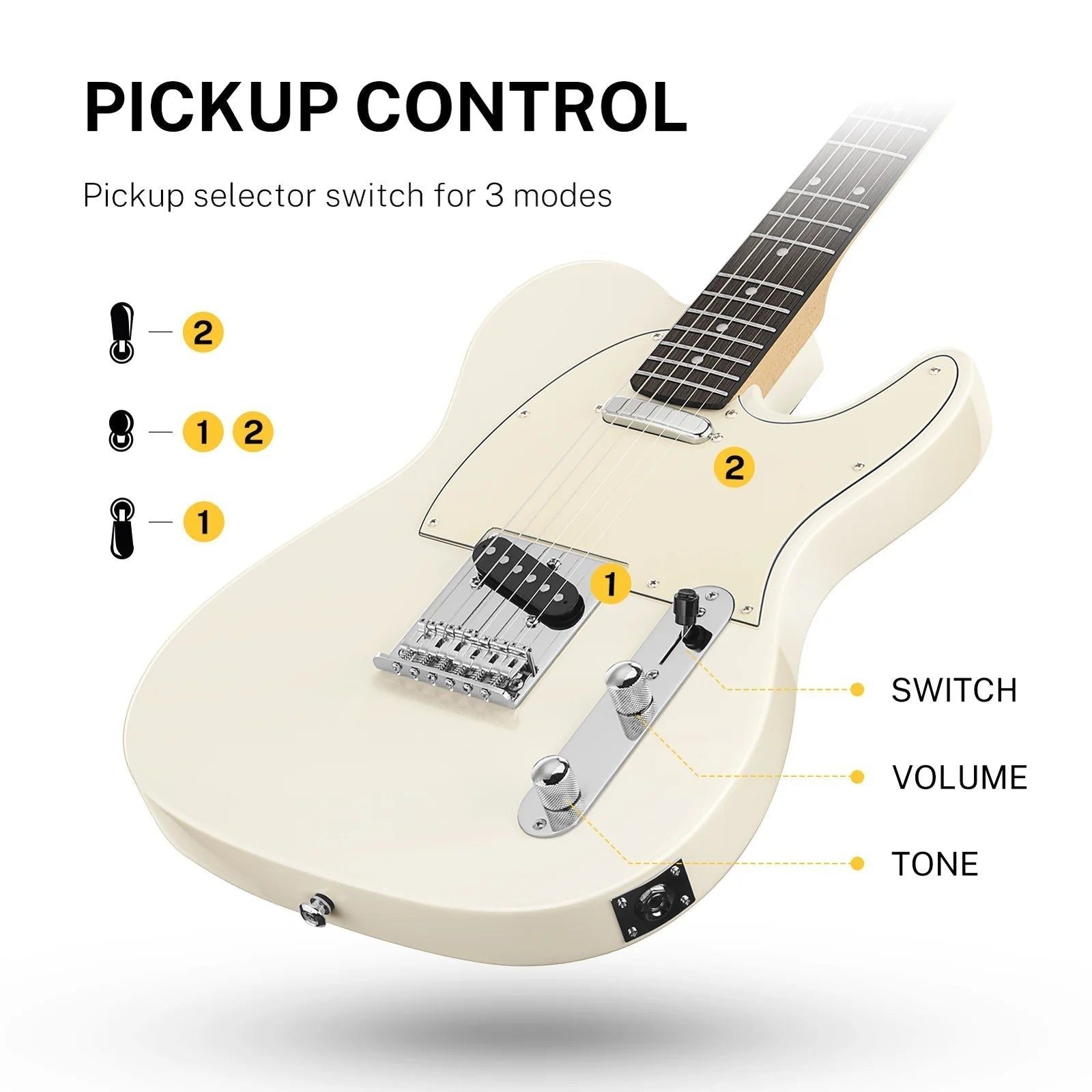 Đàn Guitar Điện Donner DTC-100, Jazz Electric Guitar, TL Thinline F Hole