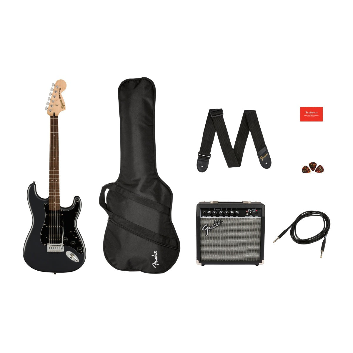 Đàn Guitar Điện Squier Affinity Stratocaster HSS Pack màu Charcoal Frost Metallic bàn phím Laurel