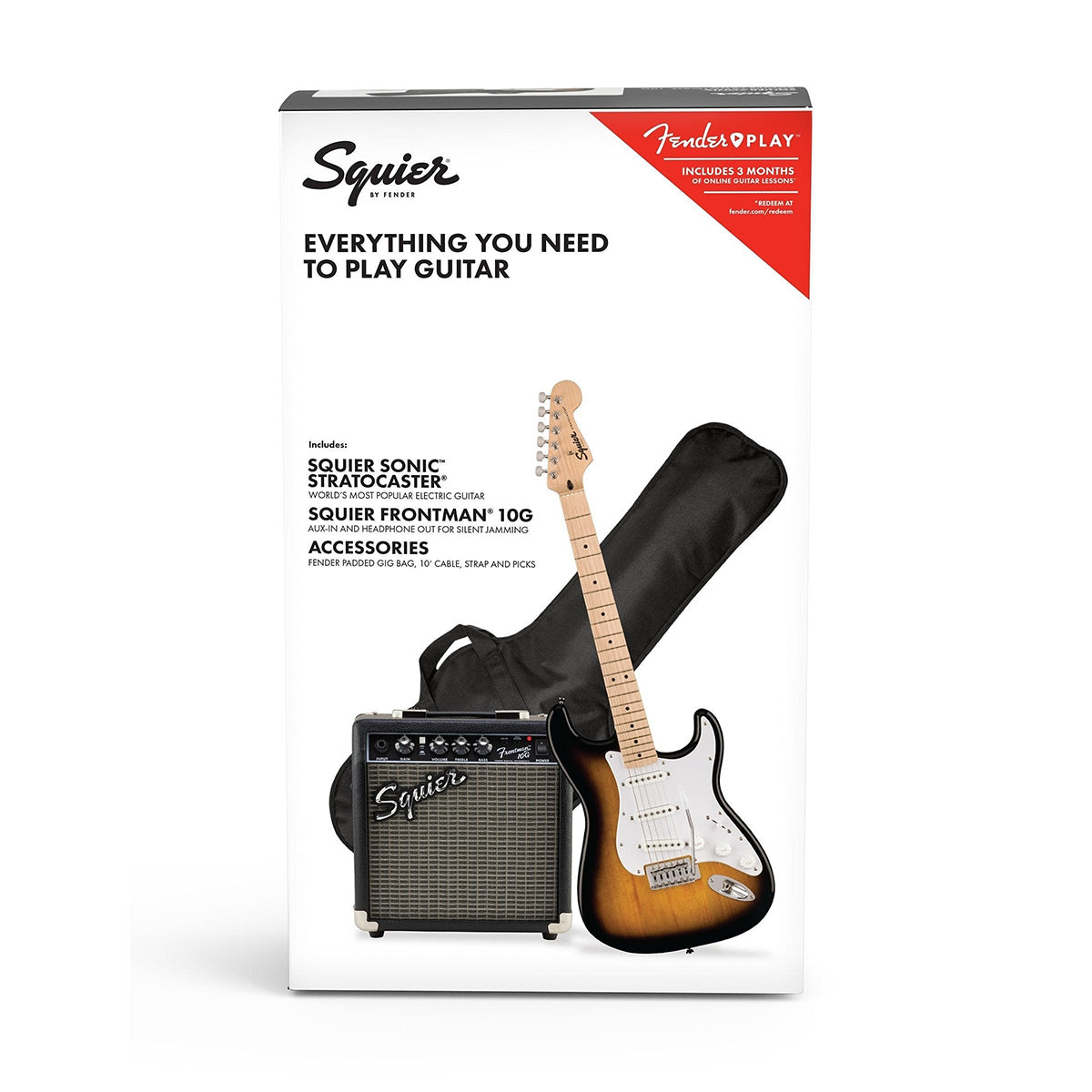 Đàn Guitar Điện Squier Sonic Stratocaster Pack SSS, Maple Fingerboard