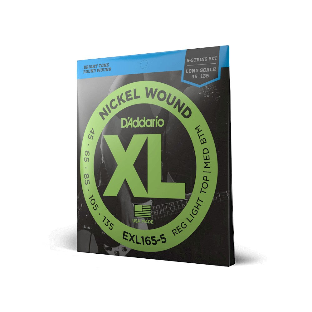 Dây D'Addario EXL165-5 XL Nickel 45-135 Regular Light Top/Medium Bottom – bao bì