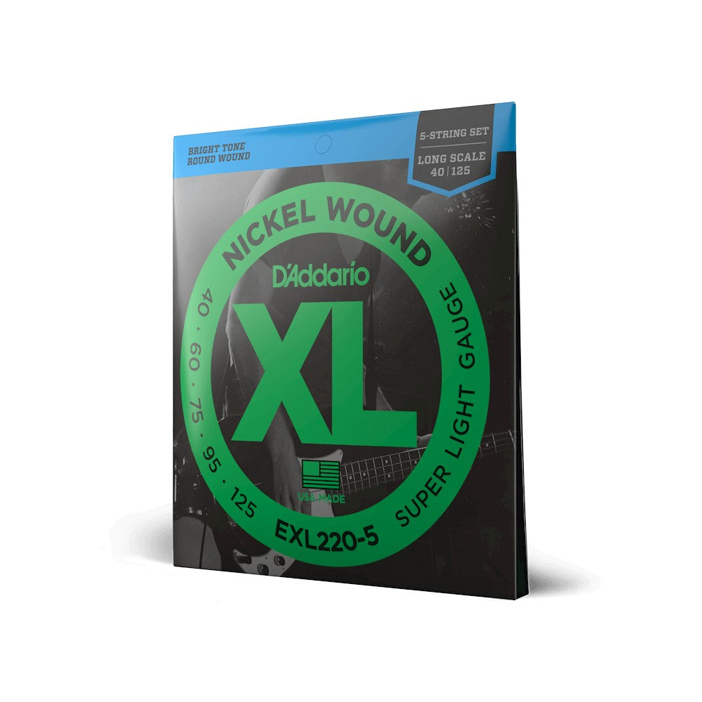Dây D'Addario EXL220-5 XL Nickel 40-125 Super Light – bao bì