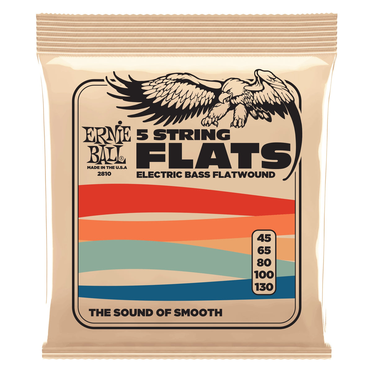 Dây Ernie Ball 2810 Stainless Steel Flatwound 5-String 45-130 – bao bì mặt trước