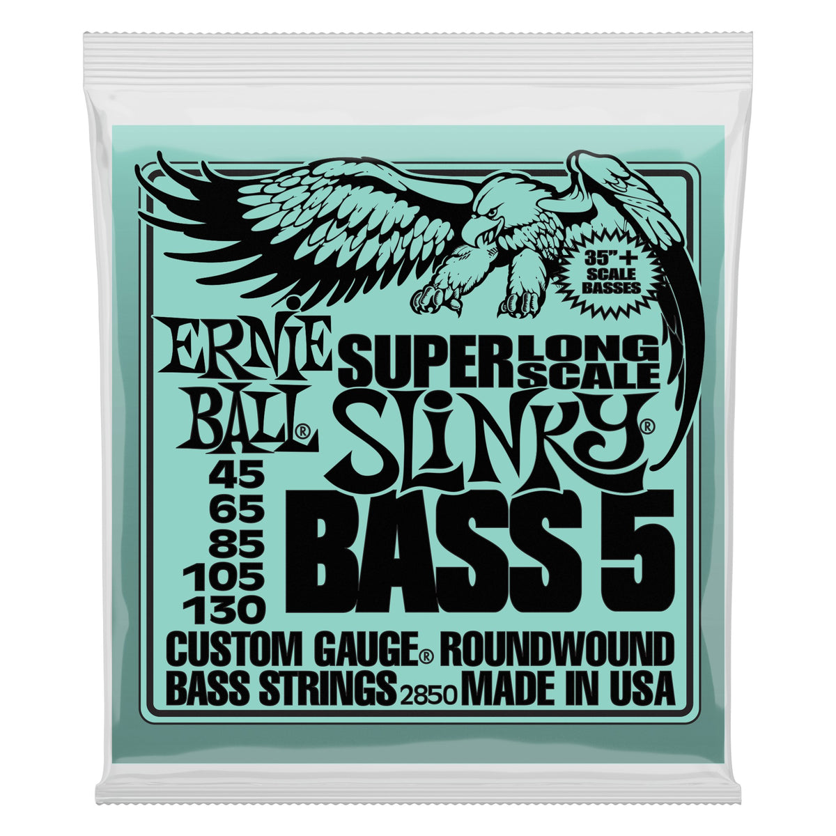 Dây Ernie Ball 2850 Slinky Nickel Wound Super Long Scale 45-130 – bao bì mặt trước