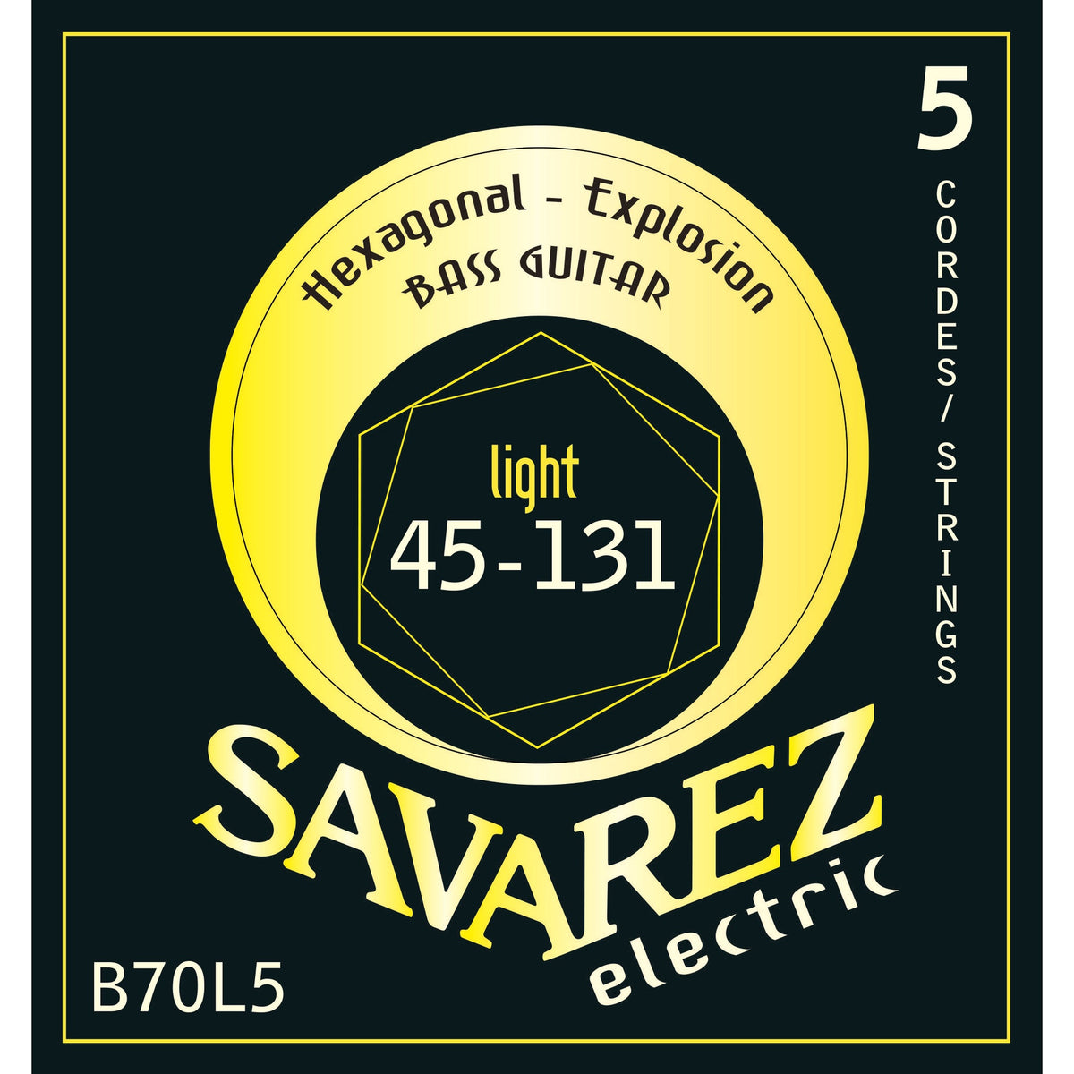 Dây Savarez B70L5 Hexagonal Explosion Bass 45-131 Light – bao bì mặt trước