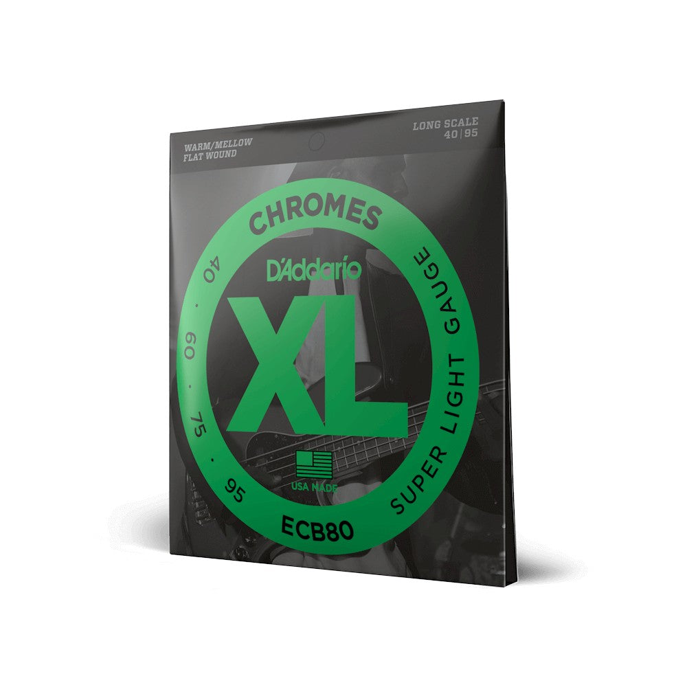 Dây D'Addario ECB80 XL Chromes Flatwound 40-95 Super Light – bao bì