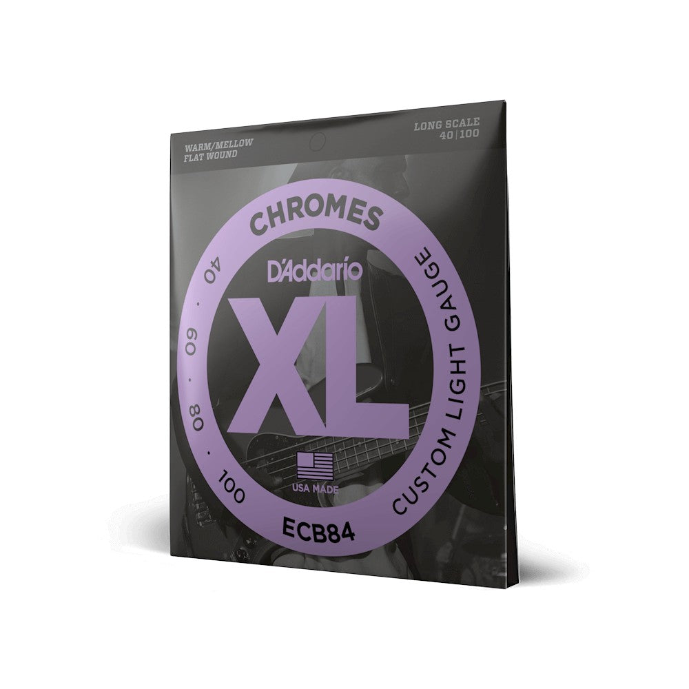 Dây D'Addario ECB84 XL Chromes Flatwound 40-100 Custom Light – bao bì