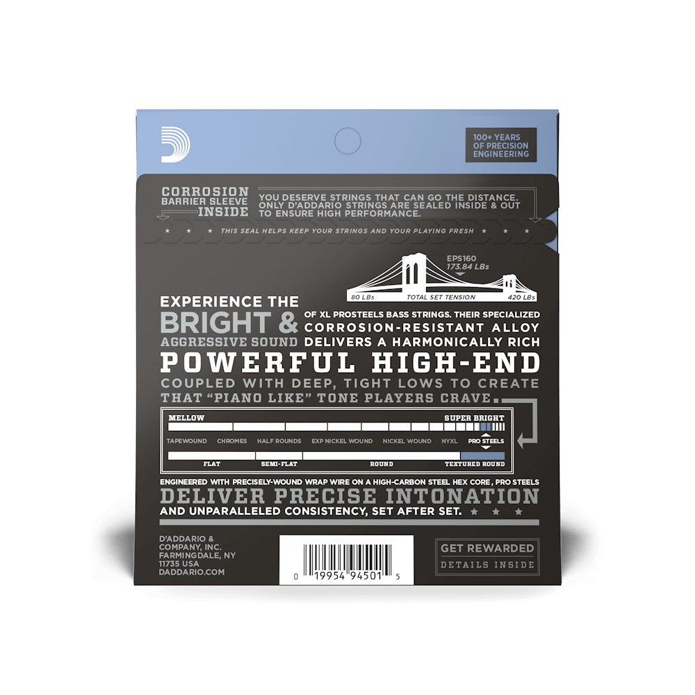 Mặt sau bao bì dây D'Addario EPS160 – mã vạch UPC 019954945015