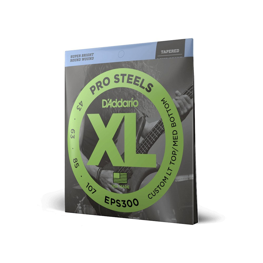 Dây D'Addario EPS300 XL ProSteels 43-107 Custom Light Top/Medium Bottom Tapered – bao bì