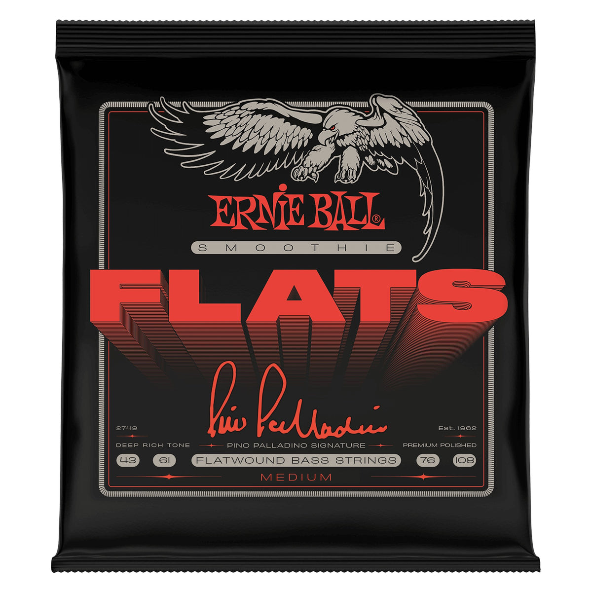 Dây Ernie Ball 2749 Pino Palladino Smoothie Flats Medium 43-108 – bao bì mặt trước