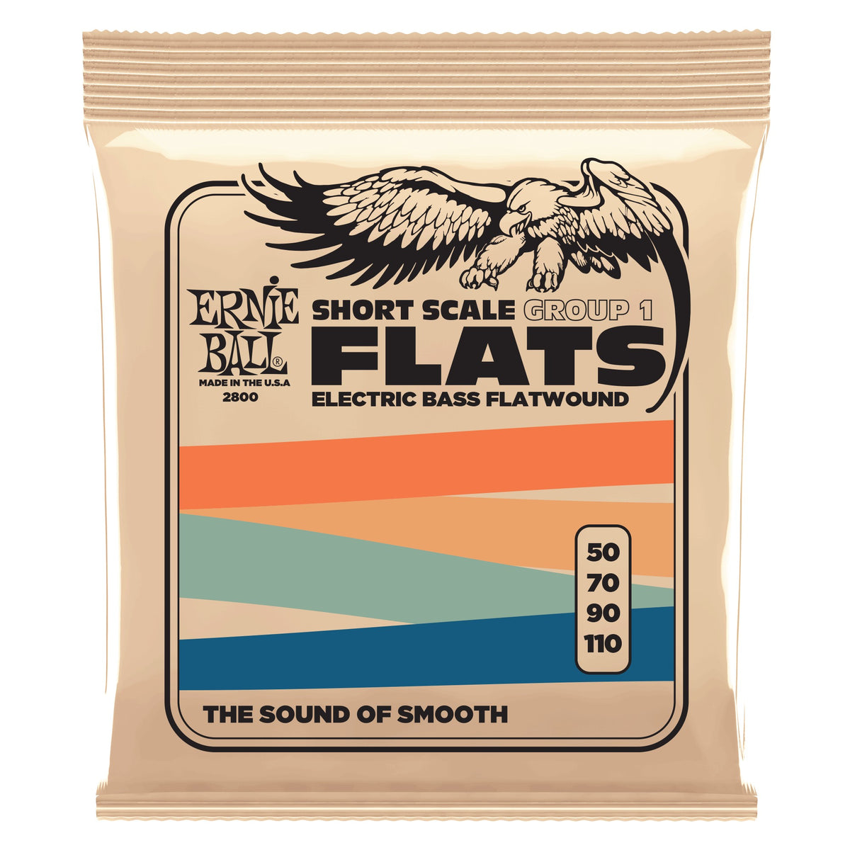 Dây Ernie Ball 2800 Stainless Steel Flatwound Group 1 Short Scale 50-110 – bao bì mặt trước