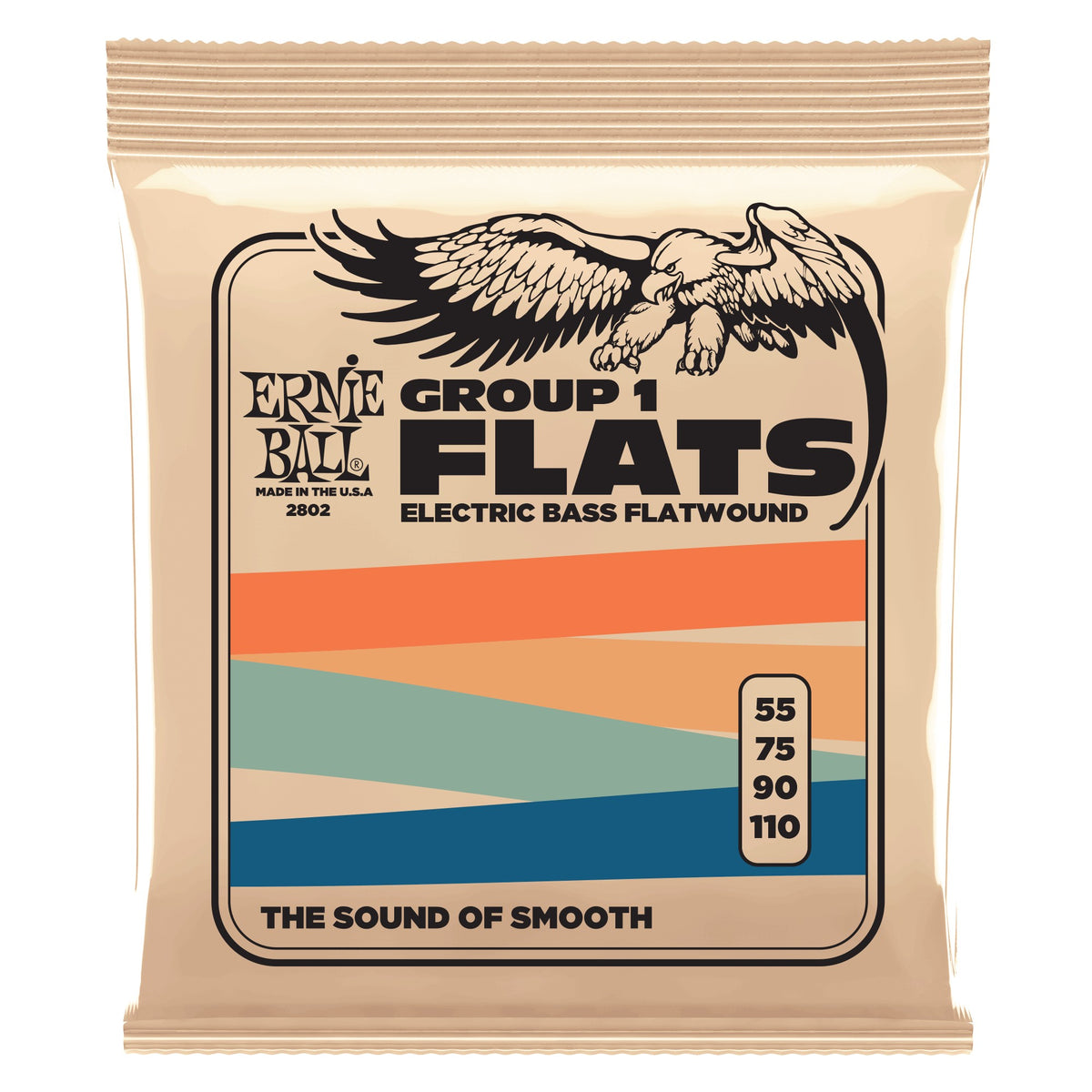 Dây Ernie Ball 2802 Stainless Steel Flatwound Group 1 55-110 – bao bì mặt trước