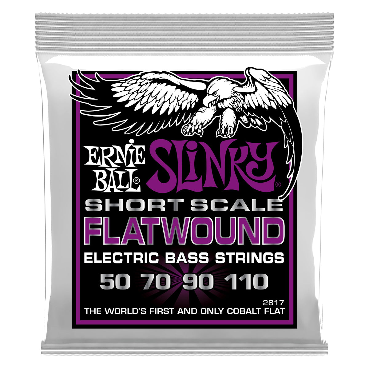 Dây Ernie Ball 2817 Power Slinky Cobalt Flatwound Short Scale 50-110 – bao bì mặt trước