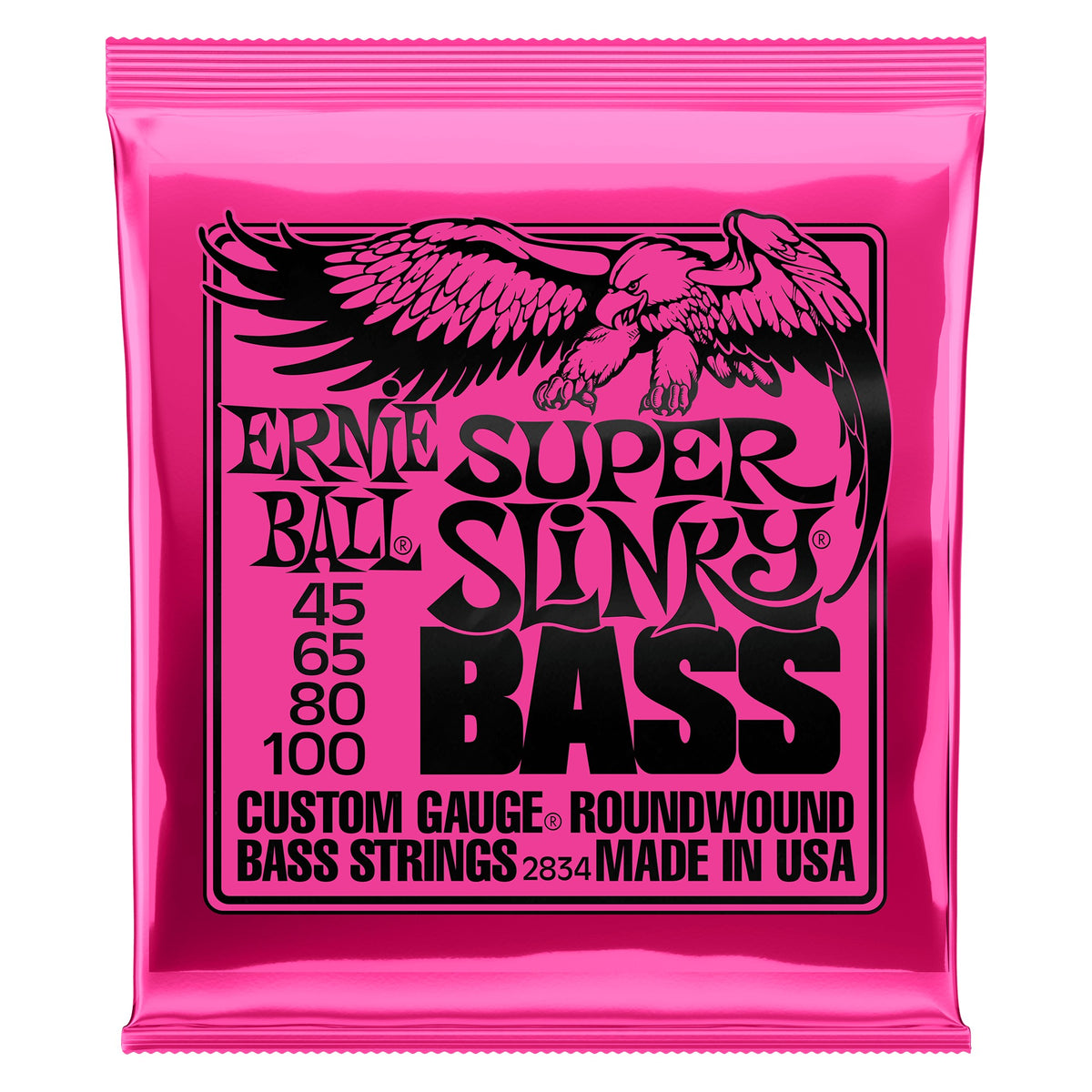 Dây Ernie Ball 2834 Super Slinky Nickel Wound 45-100 – bao bì mặt trước
