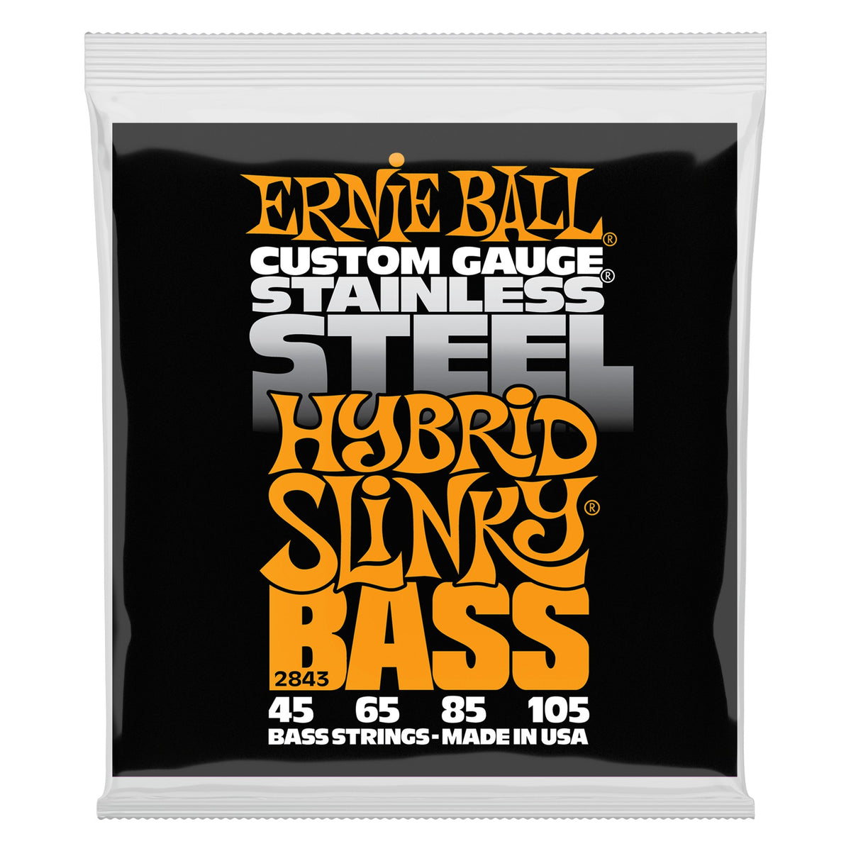 Dây Ernie Ball 2843 Hybrid Slinky Stainless Steel 45-105 – bao bì mặt trước