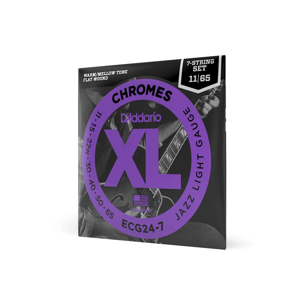 Dây D'Addario ECG24-7 XL Chromes Flat Wound 11-65 Jazz Light – bao bì