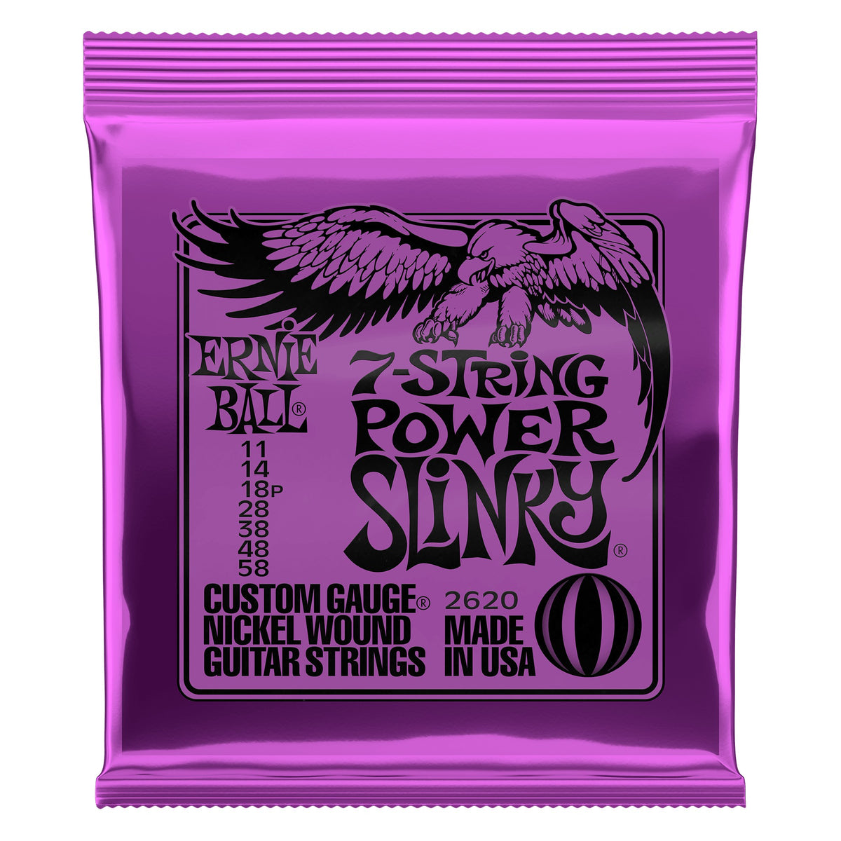 Dây Ernie Ball 2620 Power Slinky Nickel Wound 11-58 – bao bì mặt trước
