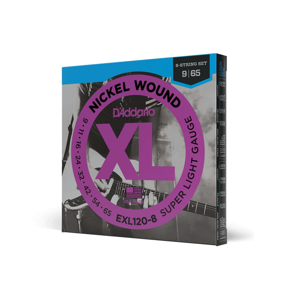 Dây D'Addario EXL120-8 XL Nickel 9-65 Super Light – bao bì